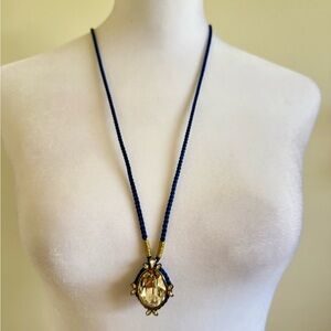 Swarovski Crystal Necklace in Blue Cord